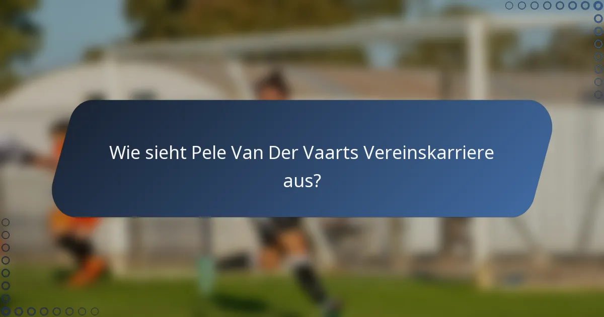 Wie sieht Pele Van Der Vaarts Vereinskarriere aus?